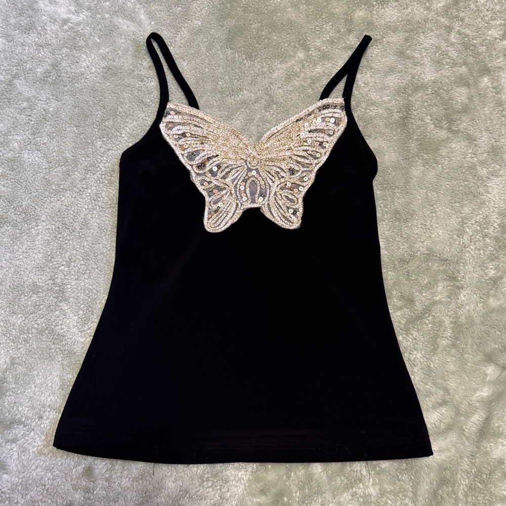Y2K/90s Black & Gold Butterfly Cami